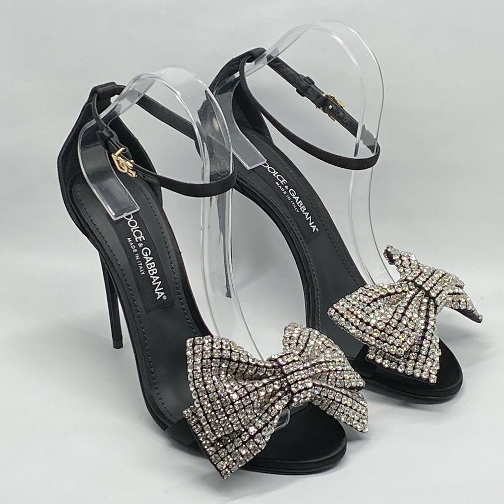 Dolce&Gabbana 100MM Crystal-Embellished Bow Sandals size 39 - Picture 5 of 16